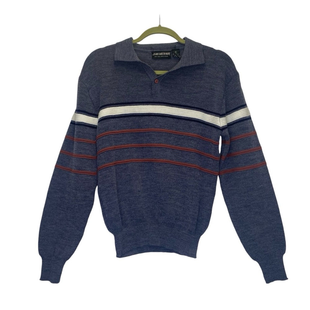 Vintage Jean Michaud Polo Striped Acrylic Sweater
